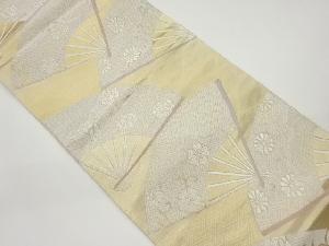 扇に花唐草模様織出し袋帯